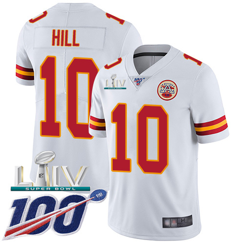 Kansas City Chiefs Nike #10 Tyreek Hill White Super Bowl LIV 2020 Men Stitched NFL 100th Season Vapor Untouchable Limited Jersey